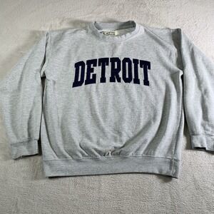 New York Popular Detroit Sweatshirt Mens Medium Gray Crewneck Fleece Top M